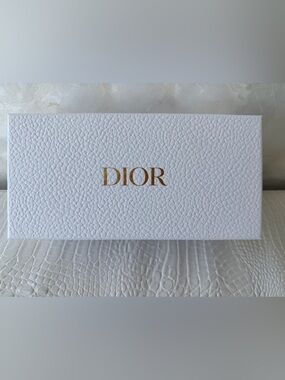 Dior White Textured Sunglasses/glasses Gift Box with Gold Logo, New